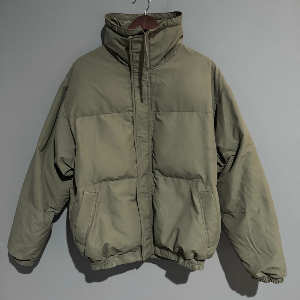 FEAR OF GOD ESSENTIALS Puffer Jacket, Sage Green, Oversized, Small